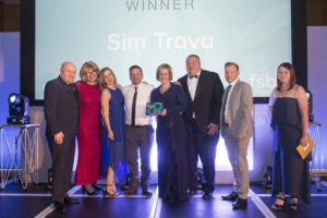 Sim Trava accepting their award for Family business of the year (Image: Don’t Panic and Phil Tragen Photography)