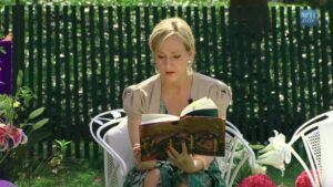 Author JK Rowling reads from Harry Potter and the Sorcerer's Stone at the Easter Egg Roll at the White House. Screenshot taken from official White House video