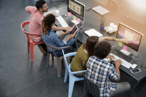 Co-working spaces can be scenes of collaboration
