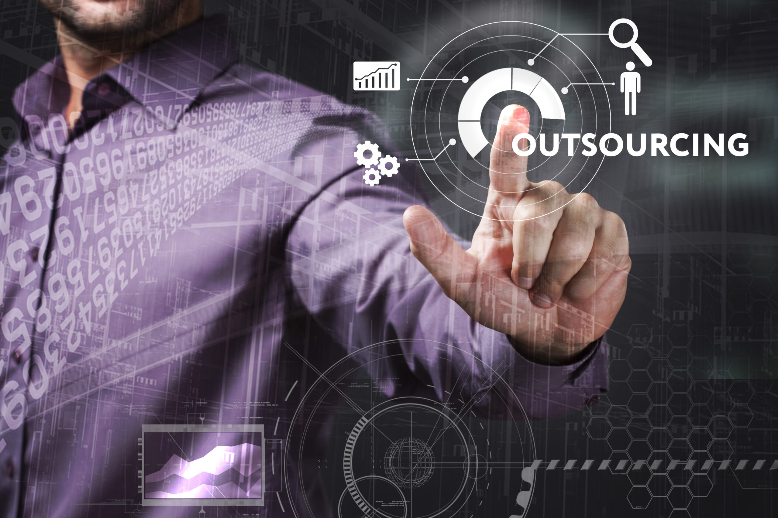 word outsourcing on touchscreen