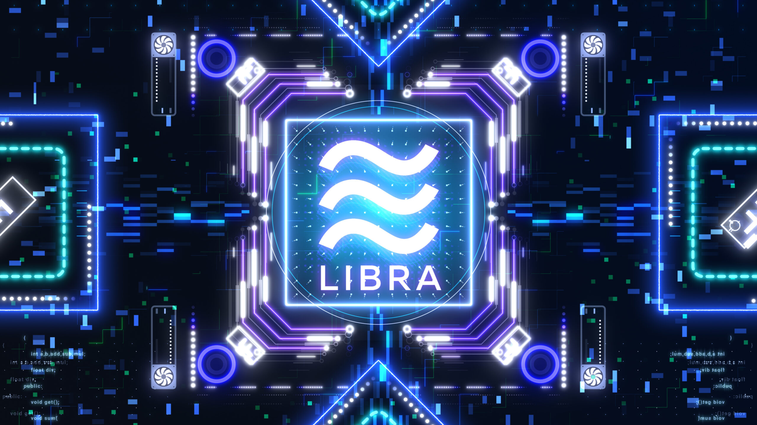 Libra virtual currency symbol. Facebook blockchain cryptocurrency business