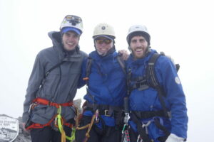 Peter with his sons, George and Alexander, wearing Edmund Hillary gear