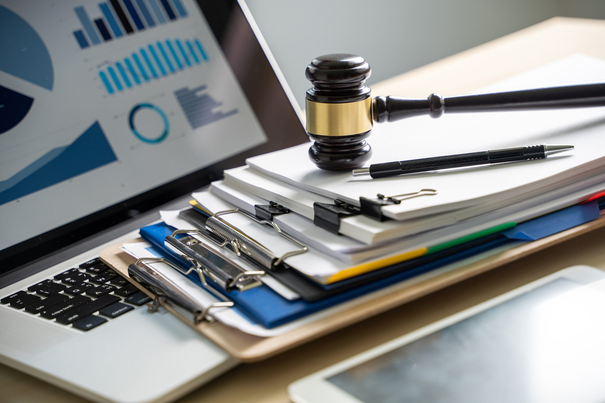 employment tribunal concept laptop gavel