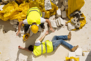wounded construction worker outsourcing health and safety concept