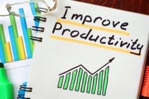 Improve Productivity written in a notepad. Productivity gaps concept
