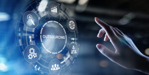 Outsourcing concept on virtual screen