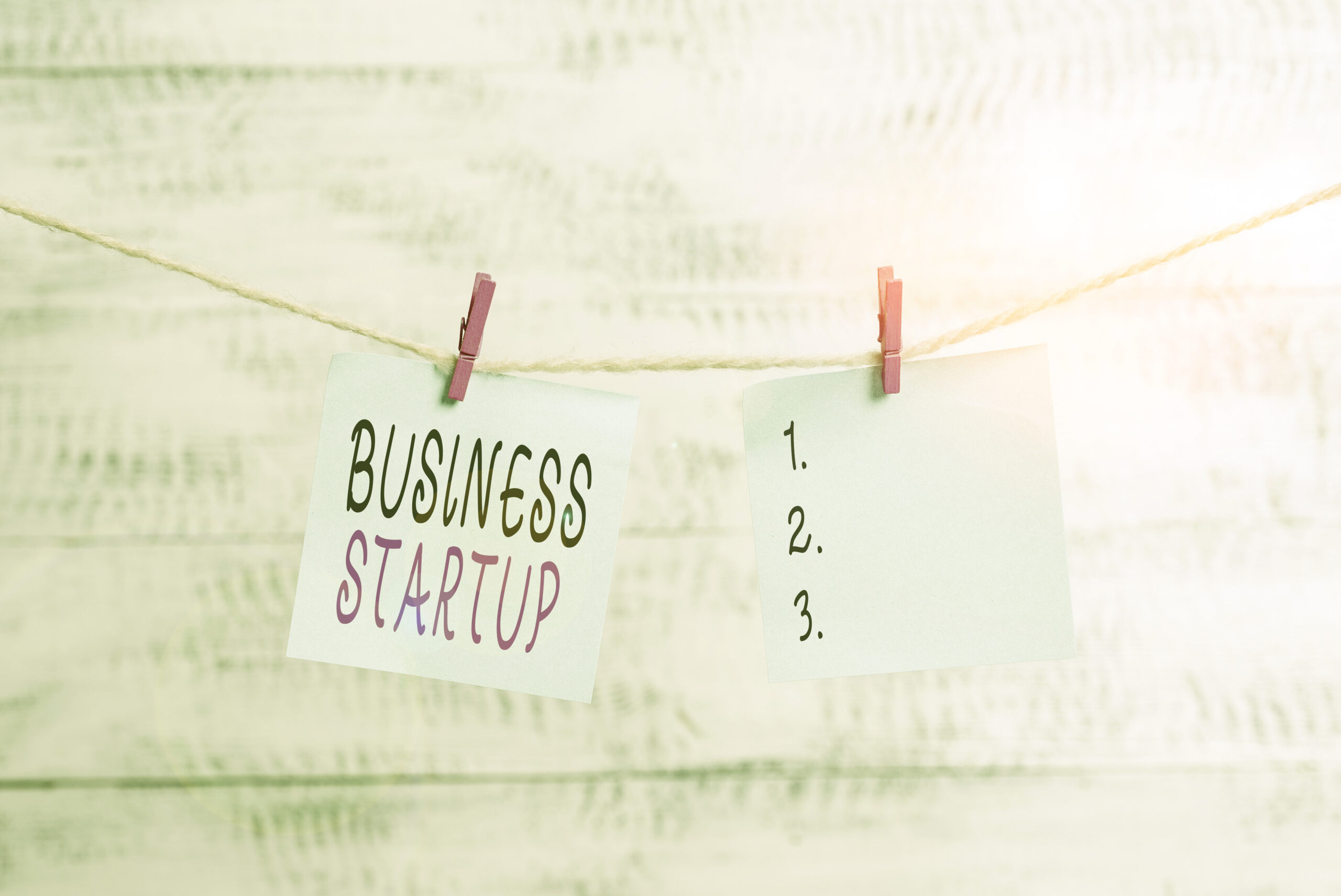 Text sign showing Business Starrtup on clothesline, company formations concept