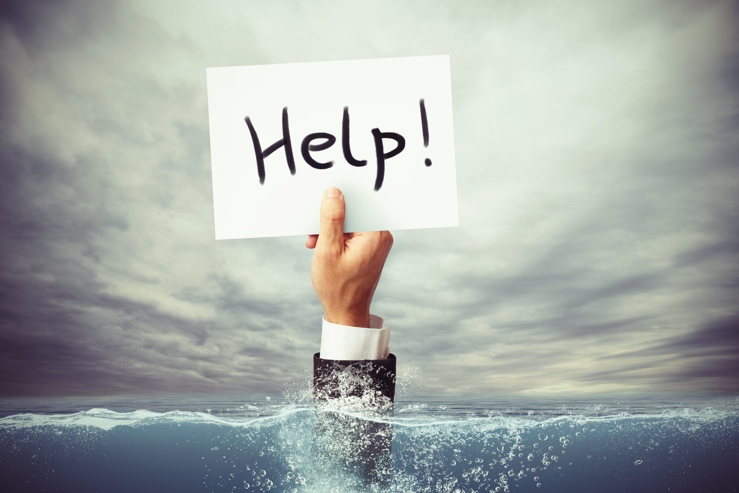 businessman holding help sign drowing, small business coronavirus help concept