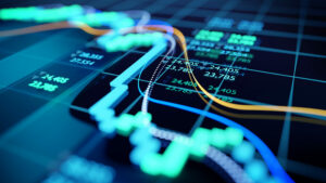 close-up shot of a digital stock market, equity tech start-ups concept