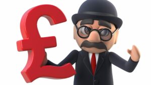 Bowler-hatted taxman 3D cartoon, self-employed tax return concept