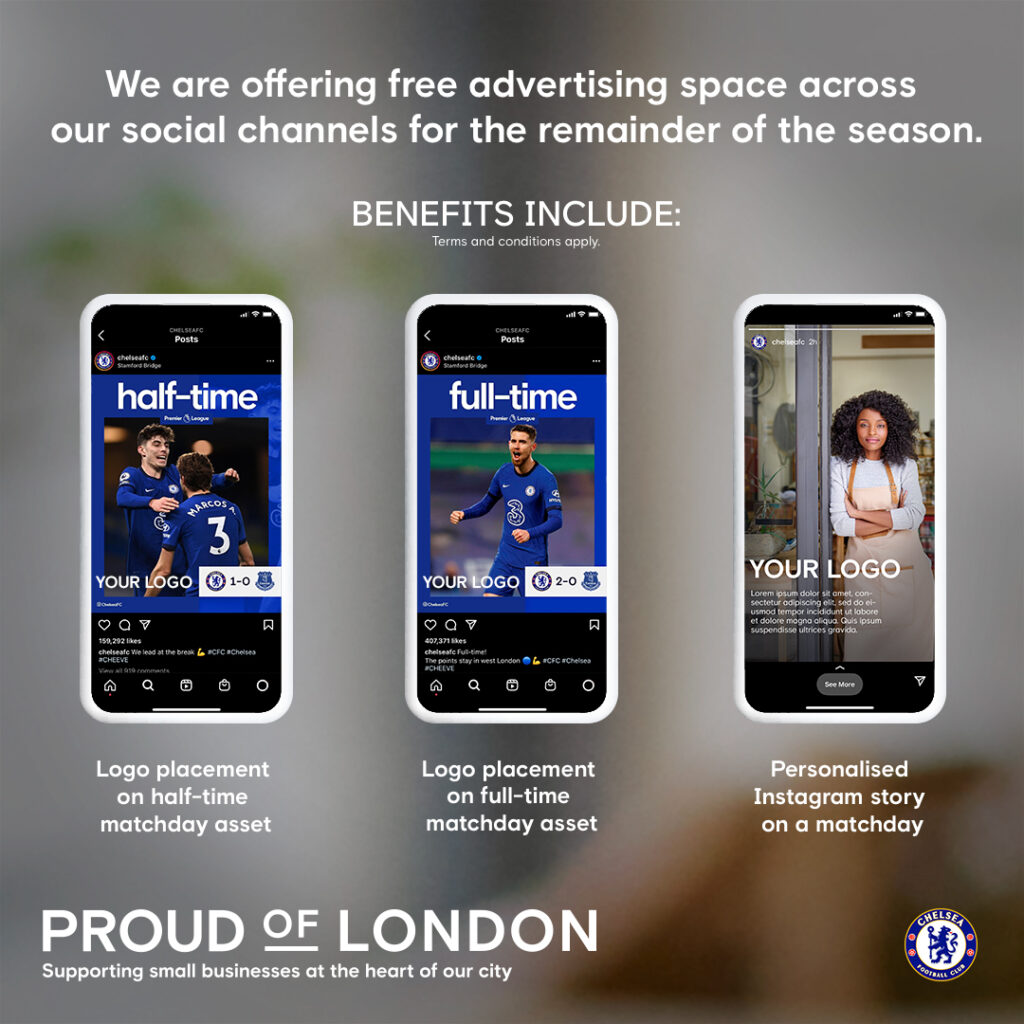 Apply for free ad space with Chelsea FC