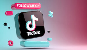 3D TikTok logo dancing, TikTok Facebook concept