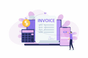 Invoice illustration with calculator, invoice finance concept