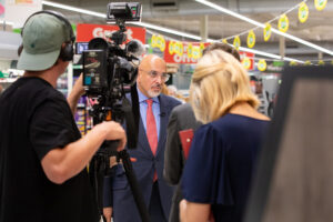 Chancellor Nadhim Zahawi visiting Asda on the Old Kent Road, London x business loan concept