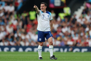 Gary Neville of England shouts instructions during Soccer Aid for Unicef 2023 at Old Trafford on June 11, 2023